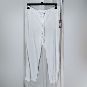 NWT Vince Camuto White Drawstring Linen pants Sz M